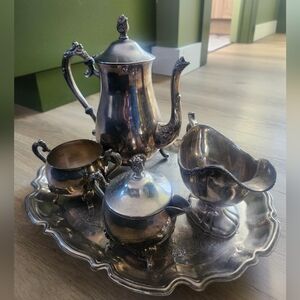 Elegance Vintage 5 Piece Silver Plated Tea Set